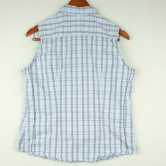 Columbia Womens Button Up Shirt Medium Blue Plaid Sleeveless Outdoor Classic - Picture 5 of 9